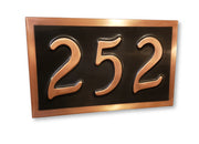 3 House Numbers Copper Address Plaque, Horizontal Custom Address sign