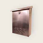 Extra Large Copper Mailbox with embossed house numbers