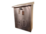 Extra Large Copper Mailbox with embossed house numbers