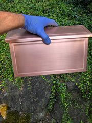 Handmade Embossed Copper Mailbox – Medium Flush Mount with Brushed copper finish Finish