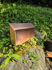 Handmade Embossed Copper Mailbox – Medium Flush Mount with Brushed copper finish Finish