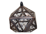 Icosahedron real patina copper pendant light