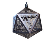 Icosahedron real patina copper pendant light