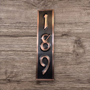 Vertical patina Copper house number 