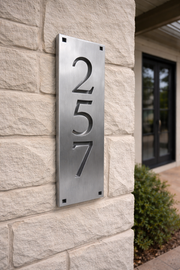 Custom Brushed Stainless Steel House Number Sign – Modern Address Plaque