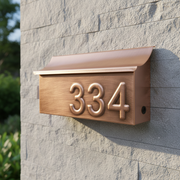 Handmade brushed copper mailbox with house numbers - square product photo