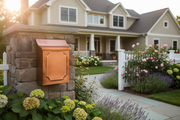 Handmade brushed copper mailbox - lifestyle landscape