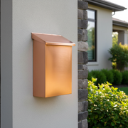 Handmade large vertical brushed copper mailbox - square product photo