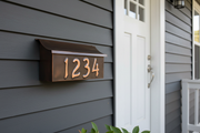 Personalized Dark Patina Copper Mailbox – Embossed House Numbers, Wide 14" Flush Mount