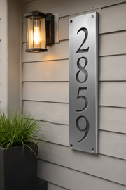Custom stainless steel house number sign - portrait mobile optimized