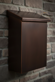 Handmade large vertical dark patina copper mailbox - portrait mobile optimized