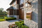 Handmade extra large brushed copper mailbox - lifestyle on elegant home