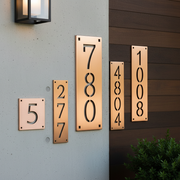 Handmade vertical brushed copper address plaque - multiple sizes - square product photo