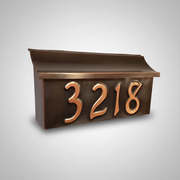 Personalized Dark Patina Copper Mailbox – Embossed House Numbers, Wide 14" Flush Mount