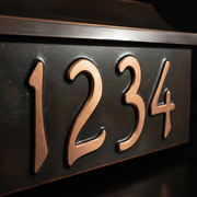 Personalized Dark Patina Copper Mailbox – Embossed House Numbers, Wide 14" Flush Mount