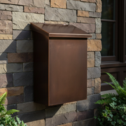 Handmade large vertical dark patina copper mailbox - square product photo