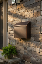 Large Dark Patina Mailbox Stone Wall