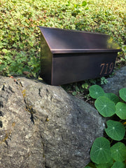 Handmade Patina Copper Mailbox with Laser Cut Numbers – Flush Mount, Solid Copper