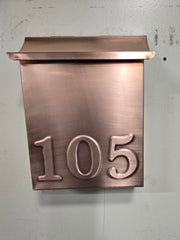 Artisan Vertical Brushed Copper Mailbox – Slim 11" Flush Mount Outdoor Mailbox-Embossed Numbers