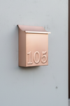 Artisan Vertical Brushed Copper Mailbox – Slim 11" Flush Mount Outdoor Mailbox-Embossed Numbers