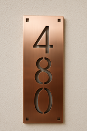 Custom Vertical House Number Sign, 16oz Real Copper House Plaque