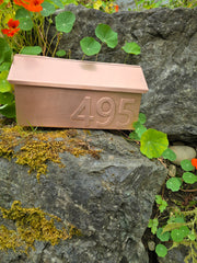 Handmade Brushed Copper Mailbox with embossed House Numbers – Premium Flush Mount