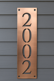 Custom Vertical House Number Sign, 16oz Real Copper House Plaque