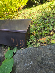Handmade Patina Copper Mailbox with Laser Cut Numbers – Flush Mount, Solid Copper
