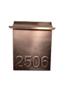 Artisan Vertical Brushed Copper Mailbox – Slim 11" Flush Mount Outdoor Mailbox-Embossed Numbers
