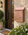 Artisan Vertical Brushed Copper Mailbox – Slim 11" Flush Mount Outdoor Mailbox-Embossed Numbers