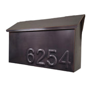 Patina Copper Mailbox with Embossed Numbers, Wall Mount