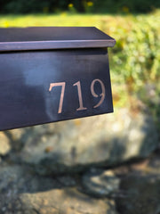 Handmade Patina Copper Mailbox with Laser Cut Numbers – Flush Mount, Solid Copper