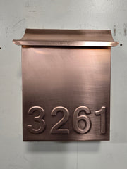 Artisan Vertical Brushed Copper Mailbox – Slim 11" Flush Mount Outdoor Mailbox-Embossed Numbers