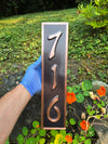 Personalized Vertical House Number Sign, 16oz Real Copper House Plaque