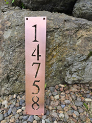 Vertical Brushed Copper Address Plaque – Custom House Number Sign