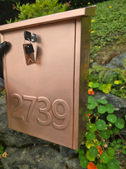 Extra Large Copper Mailbox with embossed house numbers