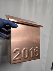 Artisan Vertical Brushed Copper Mailbox – Slim 11" Flush Mount Outdoor Mailbox-Embossed Numbers