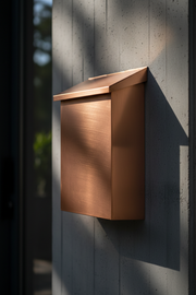 Vertical Brushed Copper Mailbox Artistic Angle
