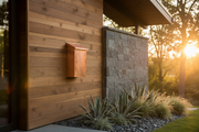 Vertical Brushed Copper Mailbox Golden Hour