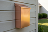 Vertical Brushed Copper Mailbox on Regular Siding
