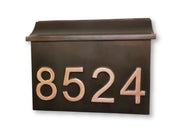 Handmade Large Patina Copper Mailbox with House Numbers – Flush Mount Rustic Mailbox for Outdoor Use